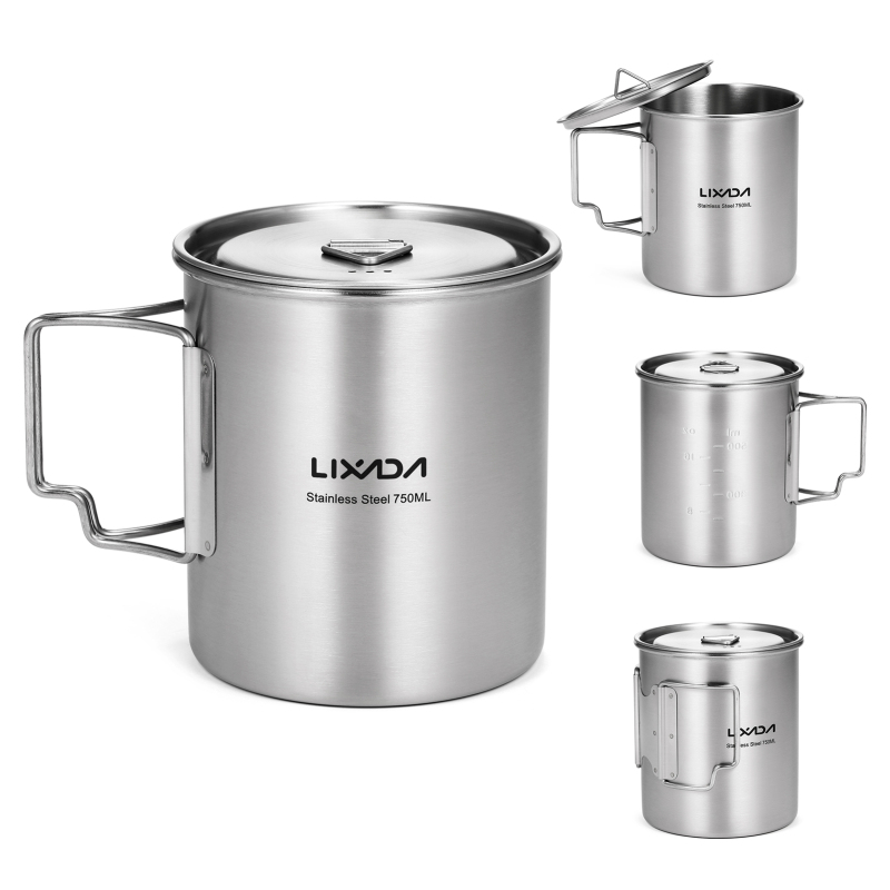 Camping Cooking Backpack - Lixada 750ml fincan açık paslanmaz çelik