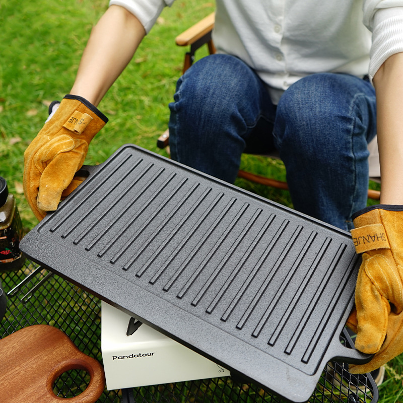 Camping Cooking Flat Top - Çift Taraflı Dökme Demir Izgara Tavası,