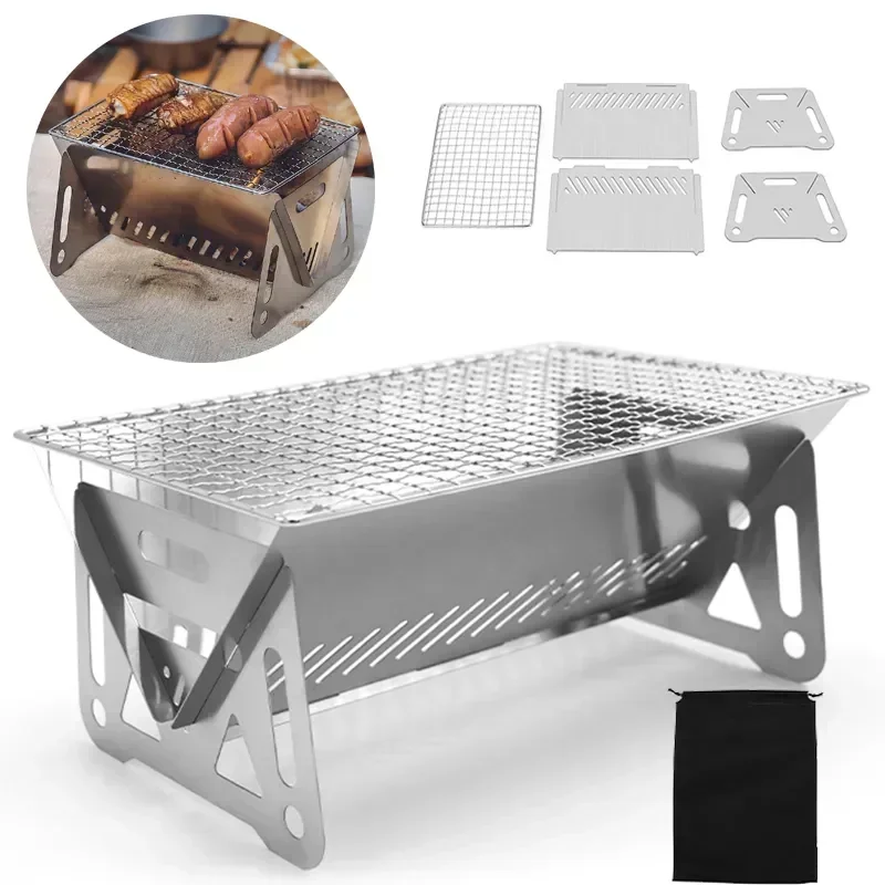 Campfire Cooking - Taşınabilir Katlanır Barbekü Izgarası Isıtma Sobaları