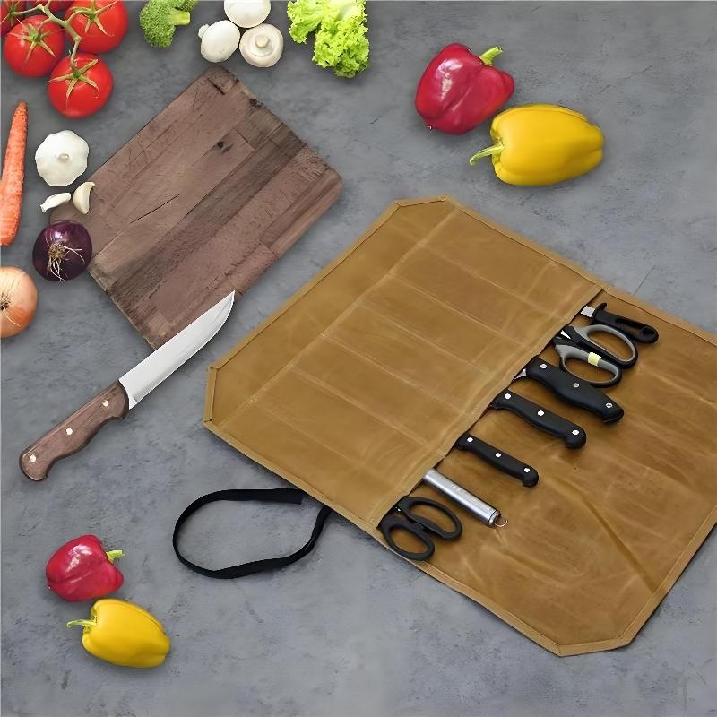 Mumlu Kanvas Şef Bıçağı Çantas - Camping Cooking Organizer incelemesi ve fiyatı