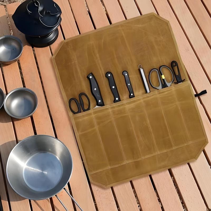 Mumlu Kanvas Şef Bıçağı Çantas - Camping Cooking Organizer incelemesi ve fiyatı
