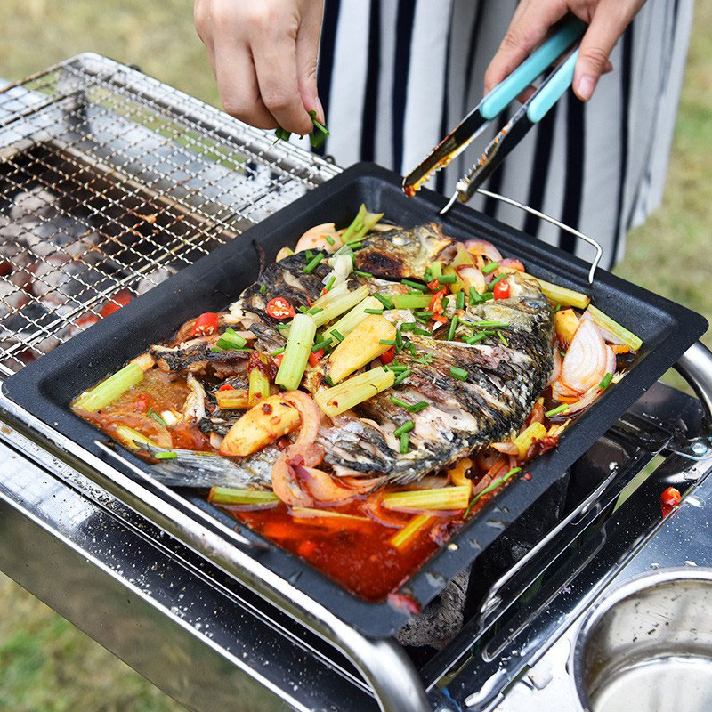 Açık havada kalın kare ızgara  - Camping Cooking Set incelemesi ve fiyatı