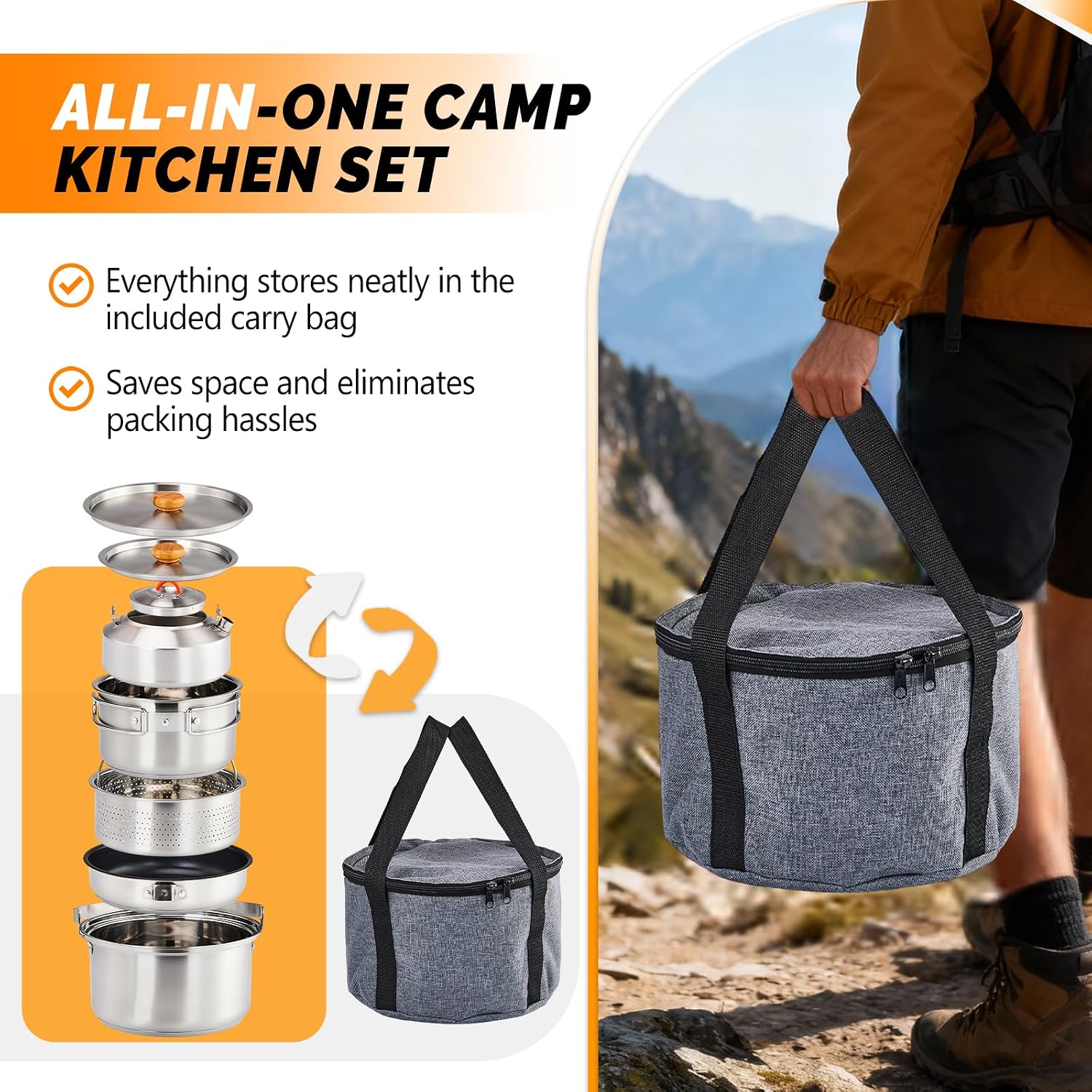 6 Parça Tencere Seti, 304 Pasl - Camping Cooking Fire incelemesi ve fiyatı