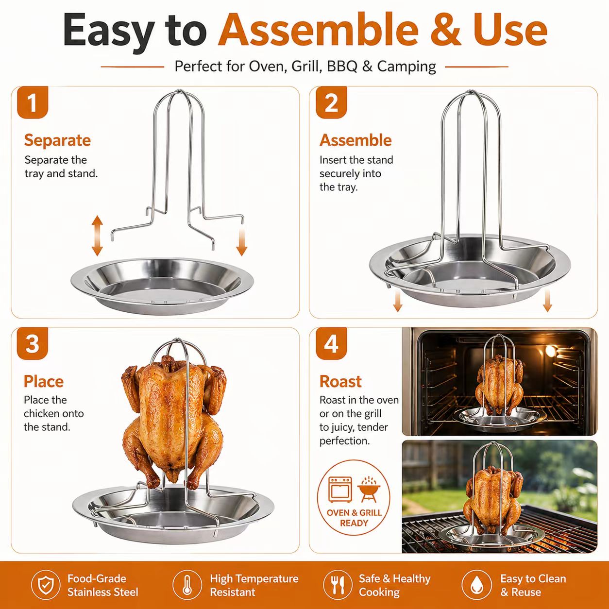Taşınabilir Bütün Tavuk Barbek - Campfire Cooking incelemesi ve fiyatı
