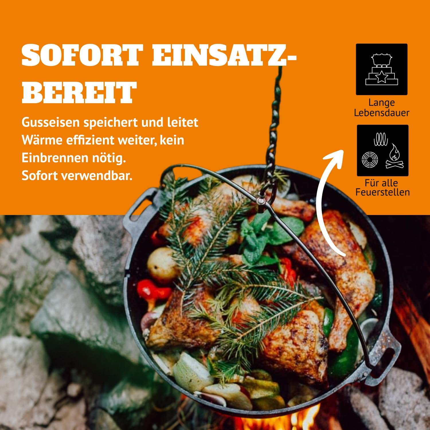 Önceden Yağlanmış 3 Ayaklı Dök - Campfire Cooking incelemesi ve fiyatı